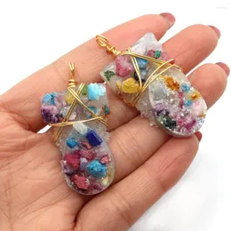 Pendant Necklaces Resin Irregular 22-45mm Colored Natural Stone Winding Charm Fashion Jewelry DIY Necklace Earrings Boutique Accessories