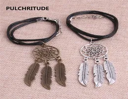 5 pcslot Metal Antique Bronze Silver Tree Feather Blue Dream Catcher Adjustable Necklace Jewelry Making Diy C01688457761