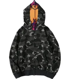 Felpa con cappuccio da uomo Bapes Designer Felpe con cappuccio Shark Pile riflettenti Felpe da donna Maglioni Felpa con cappuccio oversize Colore Camo Ampia zip intera Doppio cappuccio Felpe con cappuccio Hh8r