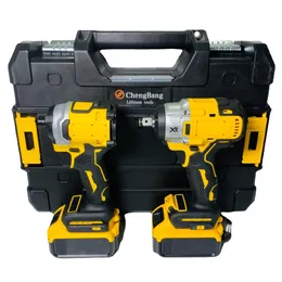 Sleutels DrillPro 21V 브러시리스 전기 충격 렌치 핸드 드릴 설치 전동 공구 2x 6000mah li 배터리 배터리