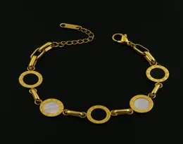 Digital Round Shell Women039s Bracelet Rose Gold Steel Titanium Jewelry 3 Color Selection3764301