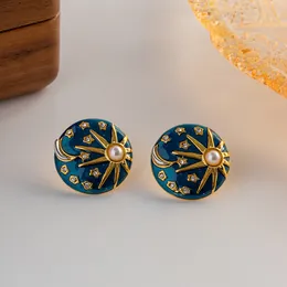 Classic Sun Star Moon blue Female Earrings women's exaggerated metal star earrings fashionable stylish earrings Luxury Jewelry E3894