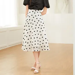 Floccaggio Love Thin High Waist Chiffon Abito a mezza lunghezza 2023 Summer New A-line Skirt Mid length