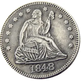 USA 1848 Sittande frihet Quater Dollar Silver Plated Copy Coin