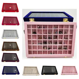 Smyckeslådor Portable Velvet Premium Jewelry Organizer Ring Smycken Pendant Display Storage Box Container Earring Tray Holder Showcase Gift 230606