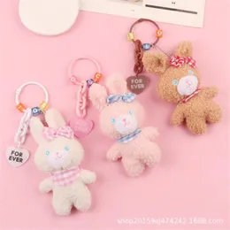 Keychains Kawaii Mini Plush Doll Bear Keychain Soft Cotton Toys Pendant Key Ring For Women Girl Bag Charm Car Fringe Jewelry Gift