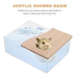 Gaiolas 1 pc caixa de banho de areia pequenos animais de estimação toalete acrílico bacia de chuveiro hamster banheira pet bacia de banho escavação recipiente de areia