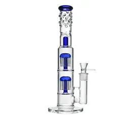 hookahs 15 Inch Double 8 Arms tree Perc Big Bong Thick Glass Straight Water Pipe8600354