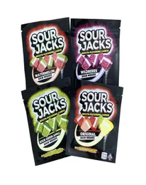 Sour Jacks упаковывать сумки конфеты 600 мг оригинальный зеленый яблочный арбуз Wildberry Sours Power Power Mylar заповедуемые пищевые продукты пустые Pa27677718