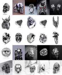 Men Women Stainless Steel Skull Head Animal rings Fashion Cool Gothic Punk Biker Finger Rings Jewelry Gift6968748