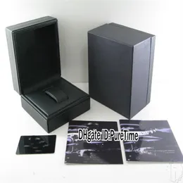 Hight Quality Black Leather Watch Box Whole Mens Womens Watch Original Box Card Dired Paper Sacks Puretime257b