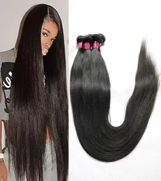 Brazilian Virgin Hair Straight Human Hair Weave Bundles 28 30 32 34 36 38 40 Inch Longest Peruvian Malaysian Indian Remy Hair Exte6996998