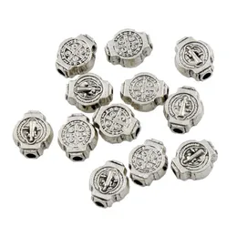 Perline di cristallo San Benedetto Medaglia Croce Crocifisso Distanziatori in metallo 300 pezzi Componenti per gioielli di moda in lega di zinco L1802 7x9mm