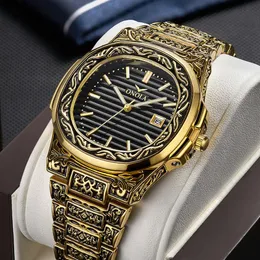 Marka onola moda lüks saatler klasik tasarım retro tarzı su geçirmez çelik altın saat erkek ve kadın için239p