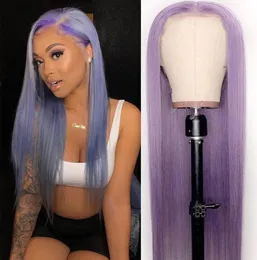 middle part purple color no Lace front Wigs for Black Women Synthetic Long Straight Hair Heat Resistant Brazilian Wig bluegreenP8841053