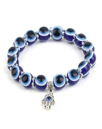 8MM 10MM Turkish Blue Evil Eyes Strands Strecth Bracelet Fatima Hand Charm Bracelets Jewelry7074307