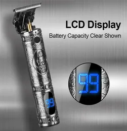 Display LCD HairTrimmer Blade Electric Hair Clipper Shaver Trimmer Cordless Shaver Trimmer 0mm Men Barber Hair Cutting Machine3930415