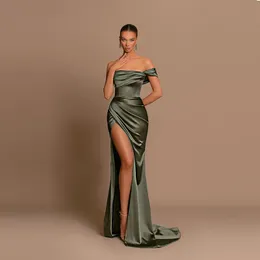 도시 섹시한 드레스 Oneshoulder Mermaid Evening Dress 2023 High Slit Off the Shoulder Sleeve Classic 공식 파티 파티 웨딩 가운 230606