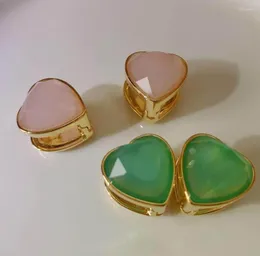 Stud Earrings Korea 2023 Colorful Gemstones Retro Love Metal Women Simple Heart-shaped Romance Candy Fashion Jewelry
