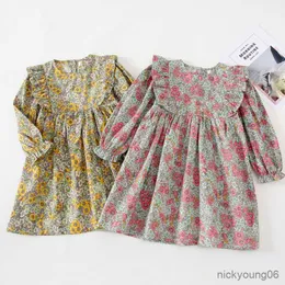 Robes de fille filles robe automne nouveaux volants à manches longues enfants bébé enfants printemps princesse fleur vêtements R230607