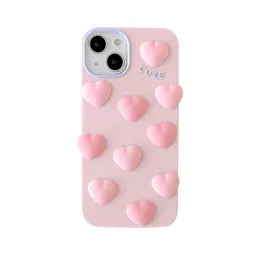 Vente en gros gratuit DHL 3D mignon coeur d'amour en silicone rose pour iPhone 14 Pro Max 11 12 13 X XS Max XR 7 8 Plus dessin animé mignon couverture arrière souple