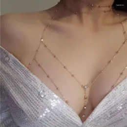 Catene Summer Sexy Chest Chain Bra Bikini Metal Body Jewelry For Women Beach Harness Decorazione in cristallo