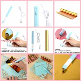 Stamping 2.5Mm/2.8*0.35Mm Heat Foil Pen Calligraphy Tip Combine Hot Foil Paper Can Be Used On Paper Leather Plastic Cards Diy Write Draw