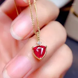 Pendant Necklaces Product Temperament Simulation Triangle Red Tourmaline Gem Color Treasure Clavicle Necklace