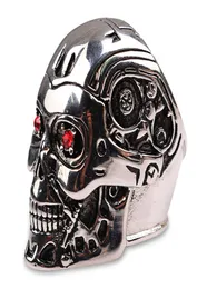 New High Quality Steampunk Biker Terminator Mask SKull cool Halloween Accessories Men Rings Retro Red crystal Jewelry5828891