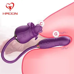 Female Rose Shape Tongue Oral Licking Vibrator Vagina Nipple Sucking g Spot Clitoris Stimulate Masturbation Adult Toys for Women