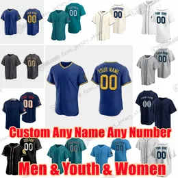 Custom S-6xl Ichiro Suzuki Jersey de beisebol Luis Castillo Edgar Martinez Kyle Lewis Julio Rodriguez Ken Griffey Jr Matt Brash Diego Castillo Jose Caballero