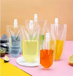 100 ml500ml Stand Up Plastic Drink Packaging Bag Pout Pouch For Beverage Juice Milk Wedding Party Drinking Pouches With Munstycke6270100