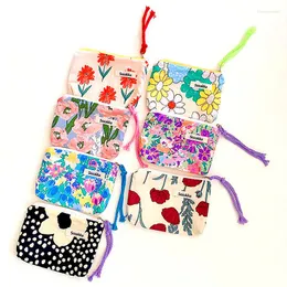 収納バッグKawaii Floral Travel Portable Coin Purse Cosmetic Lipstick Bag Women Makeup Handbag Wallet Arganizer Small Pouch