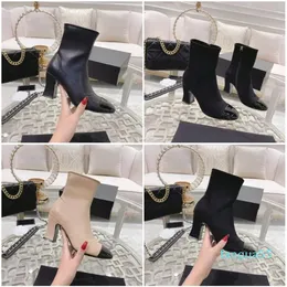 2023-Top-Qualität Freizeitschuhe Designer Stiefeletten Mode Frauen Stiefel Elastisches Wildleder Leder Ritter Booty Runde Zehen Seitlicher Reißverschluss Party Booties