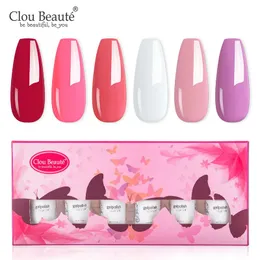 Kits Clou Beaute 8ml Gift Set Kit Uv Led Gel Varnish Soak Off Nail Art Gel Nail Polish Pure Nail Color Base Coat No Wipe Top Coat