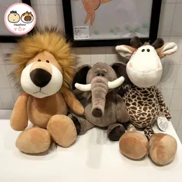 Forest Brothers Doll Lion Tiger Elephant Giraffe Dog Plysch fylld leksak barndocka födelsedagspresent djungel djur