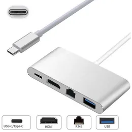 Stations Type c HUB HD Typec to HDMI RJ45 Gigabit Network Card PD USB 3.0 4in1 Laptop Docking Stations for Laptop Macbook