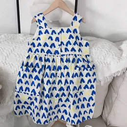 Vestidos da menina meninas vestido de verão nova menina bebê crianças roupas bonito roupas casuais amor quadrado pescoço colete vestidos