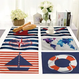 Bord servett nautisk ankare dekor boho placemat polysterflax blandat garn