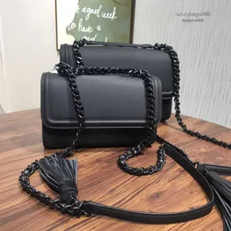 Shoulder Bags Luxurys handbags women matte black chain Square Tassel Bag Women Designer top Quality Real Leather Chain Phone Handbags 211220bagsmall68