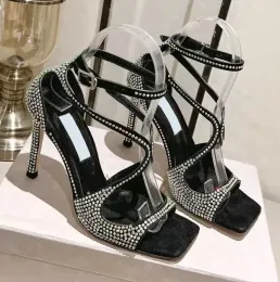 2023 Summer fashion Shiny crystal Platform Sandals Super high heel ankle strap Sandalias Wedding Bridal Dress Luxury Lady shoes