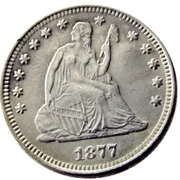 US 1877 P/CC/S Seated Liberty Quater Dollar Silver Plated Copy Coin