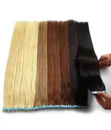 Tape In Human Hair Extensions 100 Remy Unprocessed Can Be Bleached And Dyed Double Drown Thick Bottom 27 Colors Optional 40pcs 102956717