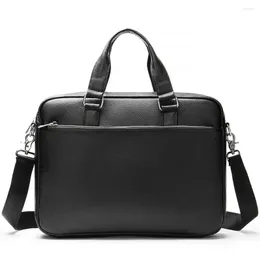 Briefcases 15.6 Inch Laptop Bag Leather Briefcase Man Messenger Shoulder Porte-Documents Business Office Bags Document Handbag