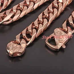 Top Quality 13mm Heavy 316L Stainless Steel Rose Gold Cuban Curb Chain Men's Boy's Necklace Bracelet 7-40 Choose C252S