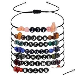 Pärlstav bokstäver kristall rep armband justerbar sunsten almanite rödsten modig boho strand visko vänskap colorf armband juvelr dhroa