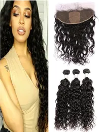 Virgin Indian Human Hair Wet Wavy Weave Bundles 3Pcs with Silk Base Frontal Water Wave 13x4 Silk Top Lace Frontal Closure with Wea1190260