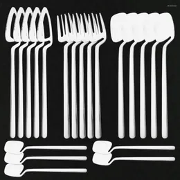 Zestawy naczyń stołowych 16PCS Matte srebrny zestaw 304 Nierdzewna sztućca zmywarka Safe Dinner Nóż Fork Spoun Spoon Strewa Stoliwa Splate