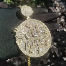 List wykonany przez siebie wisiorek dla mężczyzn Bling Cubic cyrronia CZ Charm Gold Hip Hop Mash