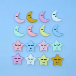 Grânulos de silicone para dentição estrela da lua dos desenhos animados grânulo solto seguro mordedor de grau alimentício para bricolage chupeta colar de enfermagem